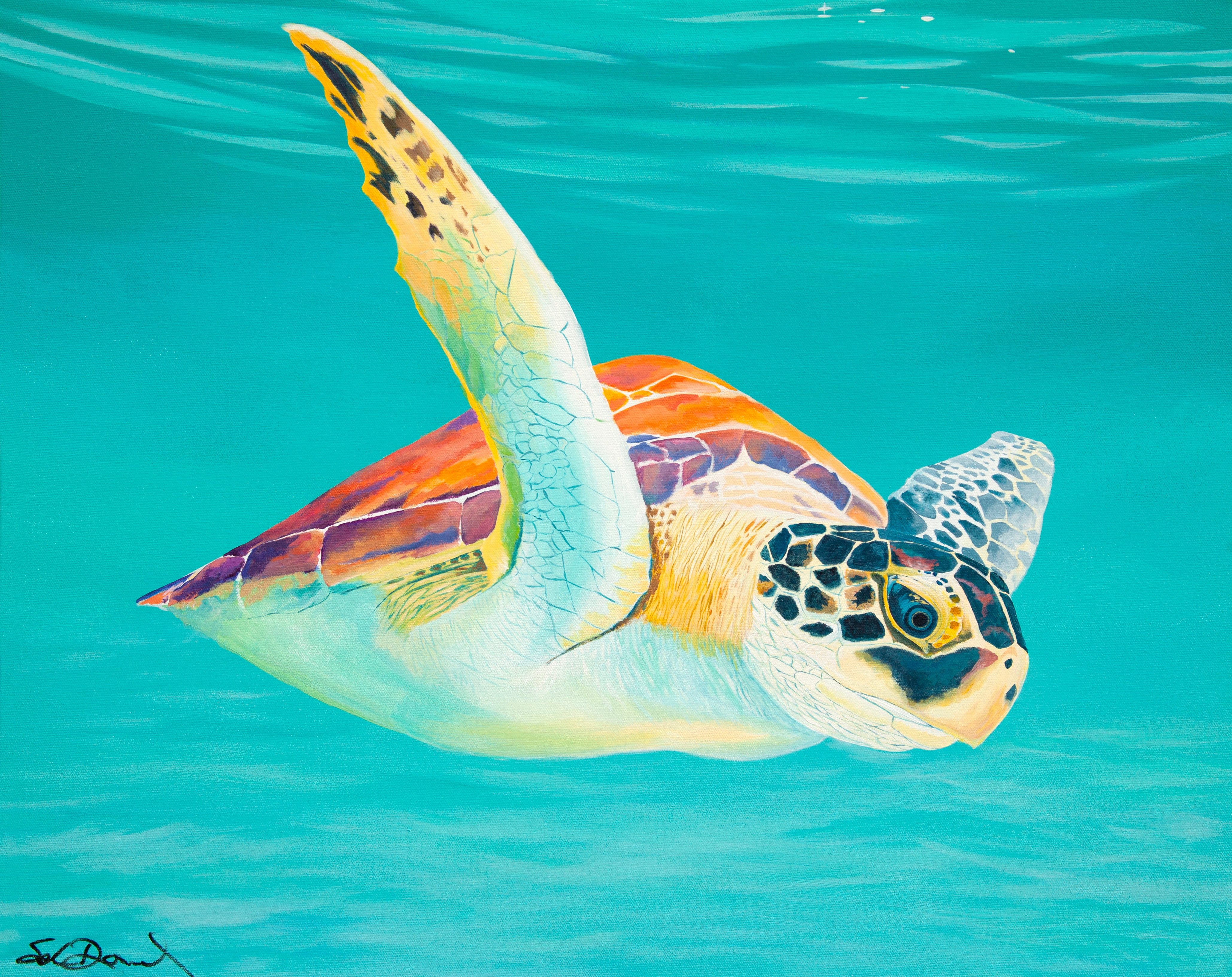 Turtle Doc Doc - 24x30 Original Sea Turtle Painting | Coastal Wildlife Canvas Art ...